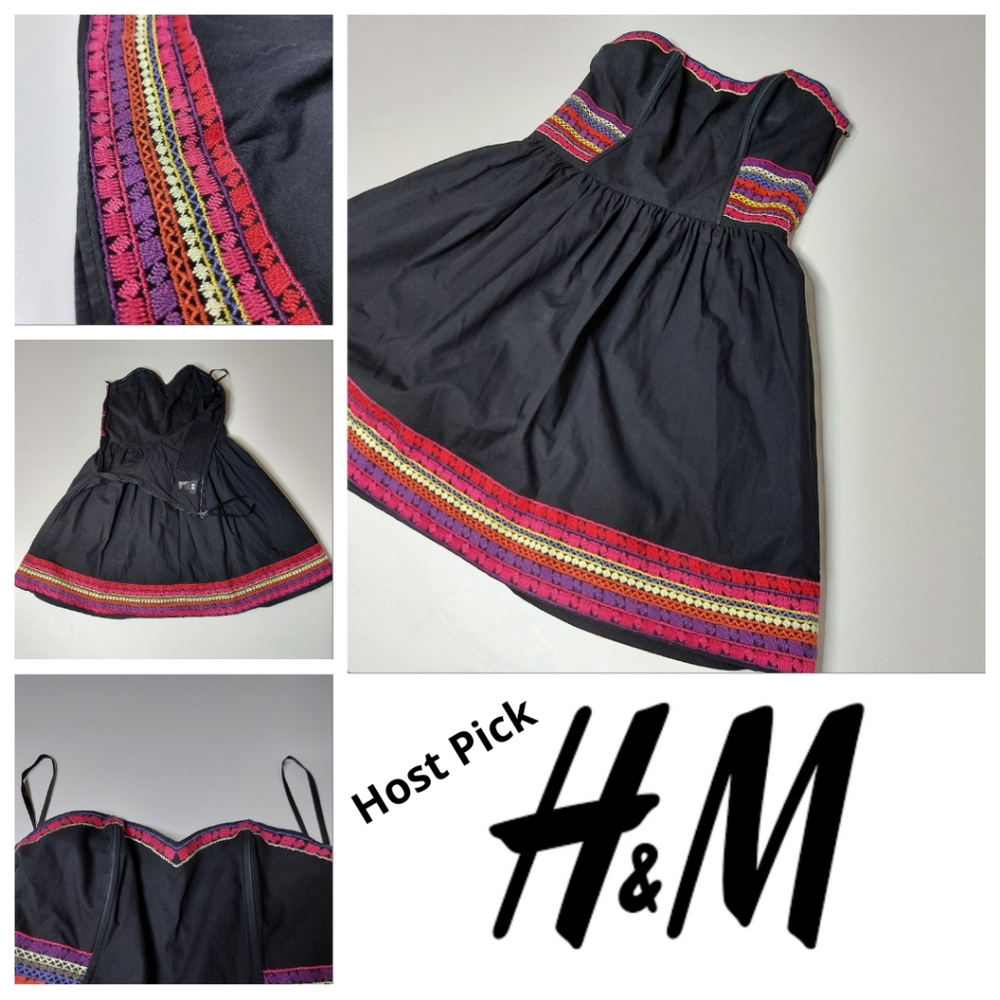 H&M Cute Embroidered Strapless Dress
